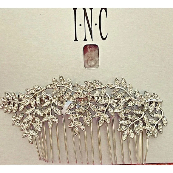 INC International Concepts Silver-Tone Pave Floral Vine Hair Comb - Picture 3 of 3